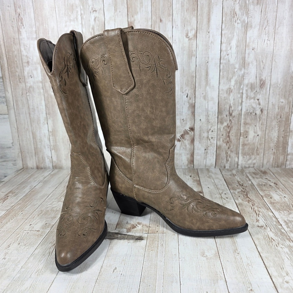 Roper Womens Brown Faux Leather Western Cowboy Boots Size‎ 6.5 Embroidered - Picture 6 of 8